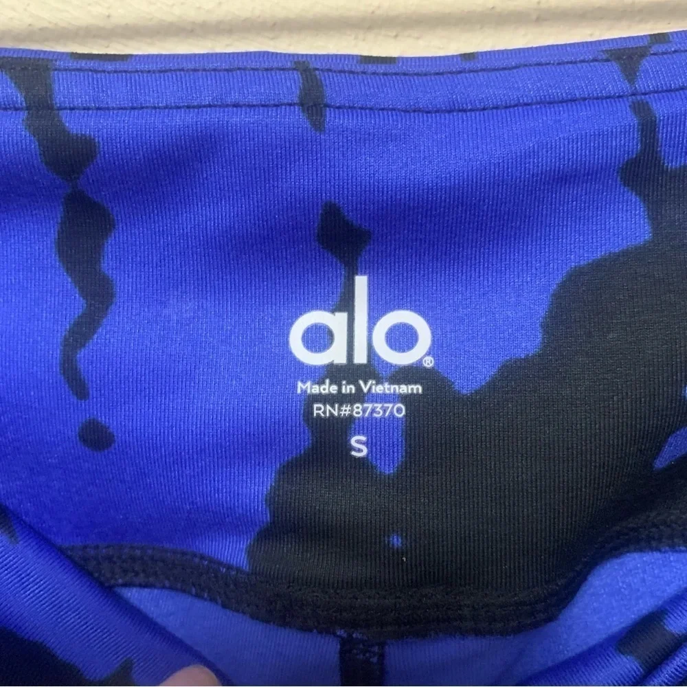 ALO Yoga Goddess Ribbed Legging Blue Black Tie Dye Size Small
